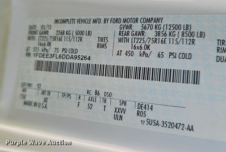 image for item EJ5602 2013 Ford Super Duty E350 shuttle bus