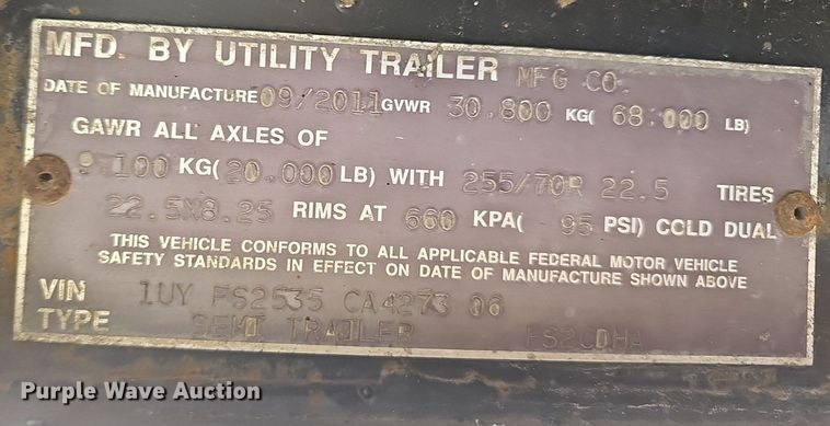 image for item EJ5677 2012 Utility Trailers drop deck equipment trailer