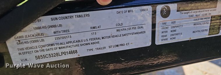 image for item EJ5709 2020 Sun Country Trailers car carrier