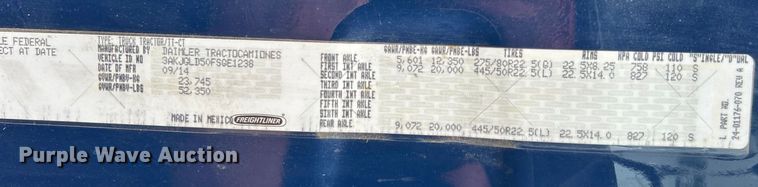 image for item EK4845 2015 Freightliner  Cascadia Evolution semi truck