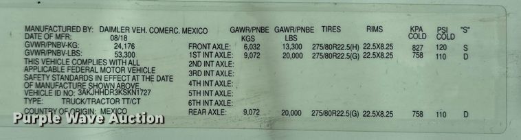 image for item NL9944 2019 Freightliner  Cascadia semi truck