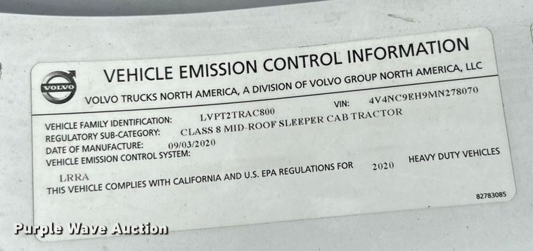 image for item NL9949 2021 Volvo VNL semi truck