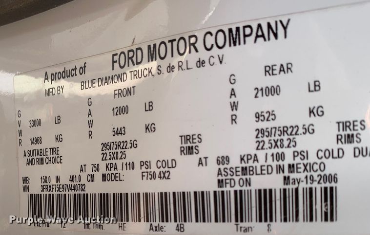 image for item NQ9584 2007 Ford F750 water truck