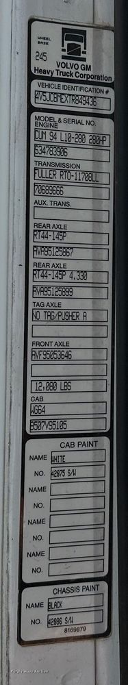 image for item NR9980 1996 Volvo  WGM roll-off container truck
