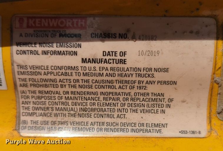 image for item NW9510 2020 Kenworth  T680 semi truck