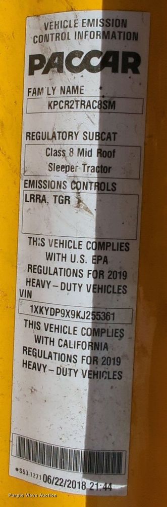 image for item NW9511 2019 Kenworth T680 semi truck