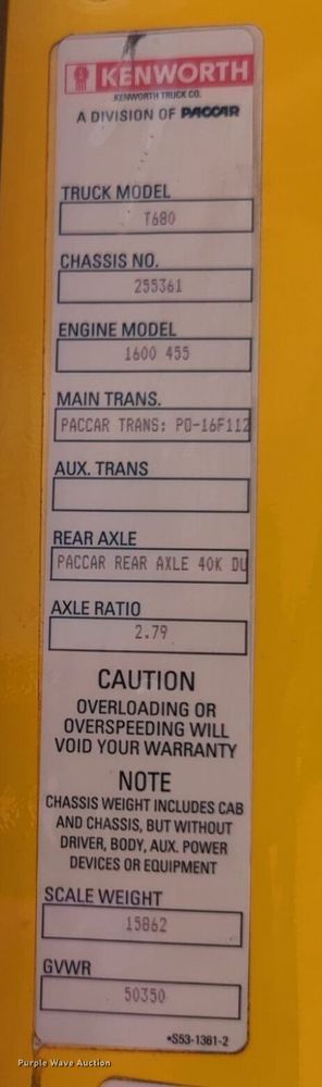 image for item NW9511 2019 Kenworth T680 semi truck