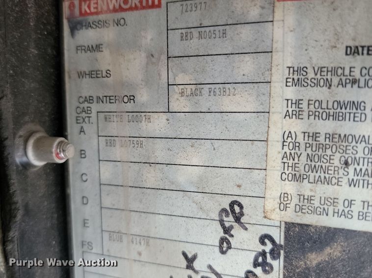 image for item NZ9874 1996 Kenworth  W900 semi truck