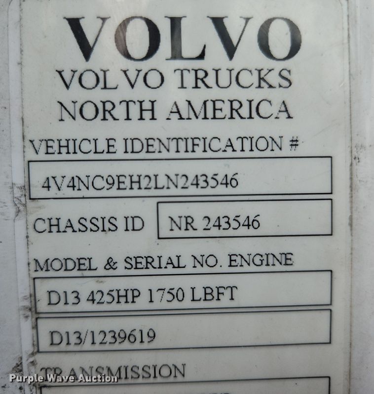 image for item OK9862 2020 Volvo  VNL semi truck