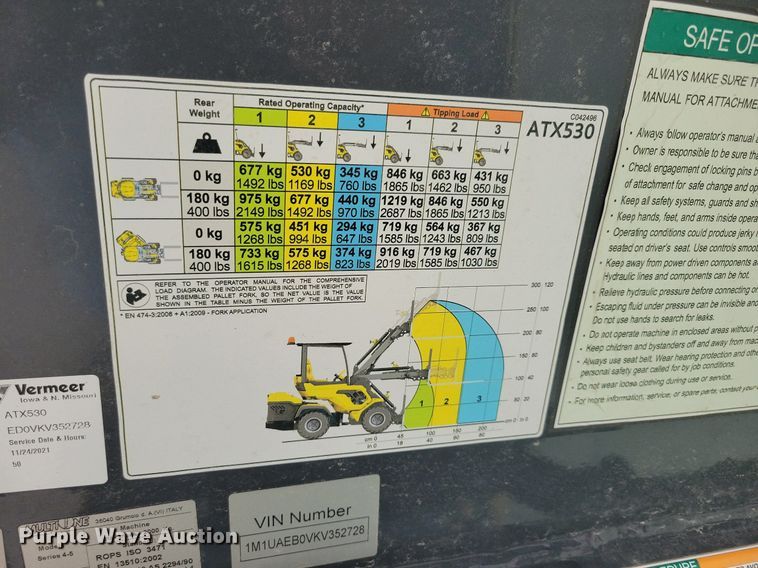 image for item DG0649 2019 Vermeer ATX530 compact wheel loader