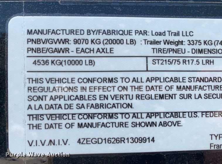 image for item DM7935 2024 Load Trail TRA/REM dump trailer