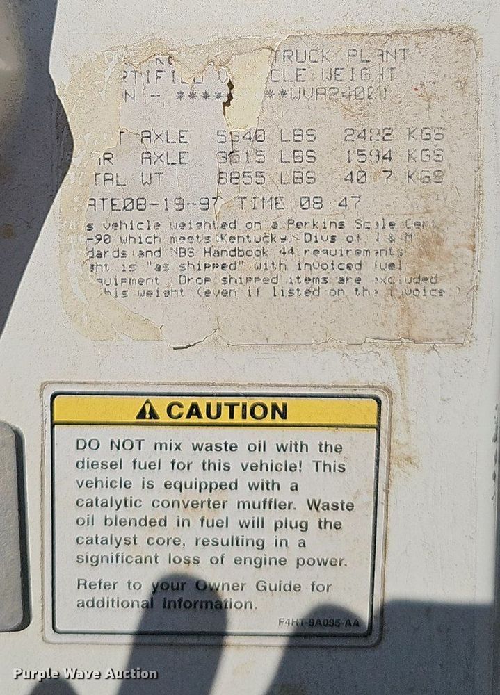 image for item DN7414 1998 Ford F800 vacuum truck