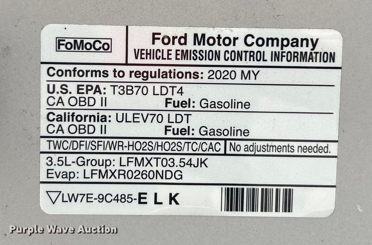 image for item DO6539 2020 Ford  F150 SuperCrew pickup truck