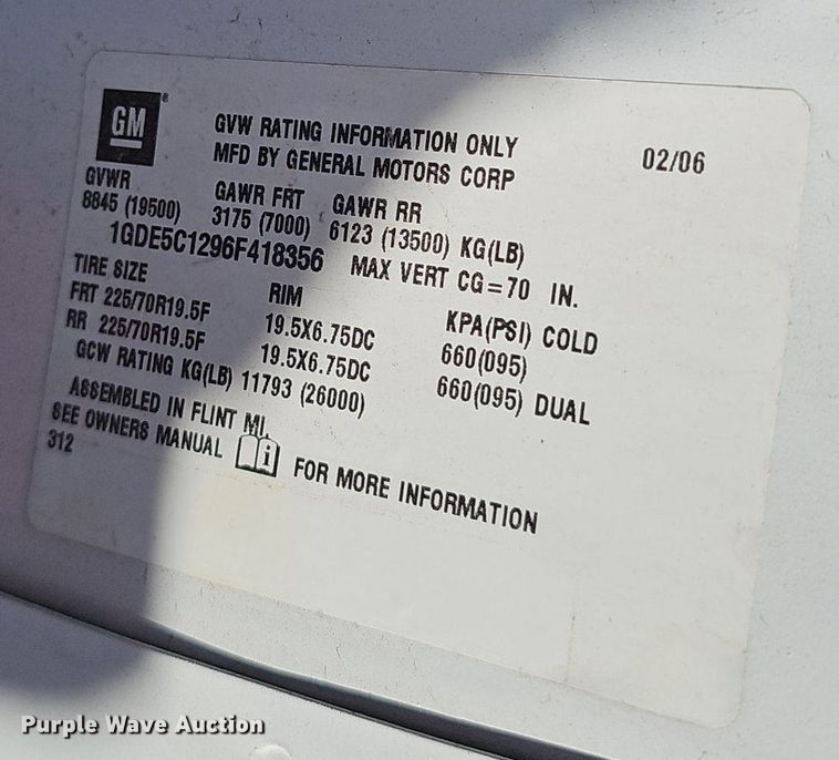 image for item DP0985 2006 GMC C5500 delivery truck