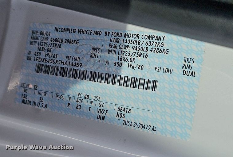 image for item DP0997 2005 Ford E450 Super Duty RV