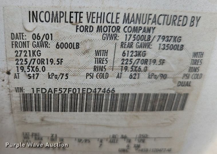 image for item DP6528 2001 Ford F550 Super Duty XL dump truck