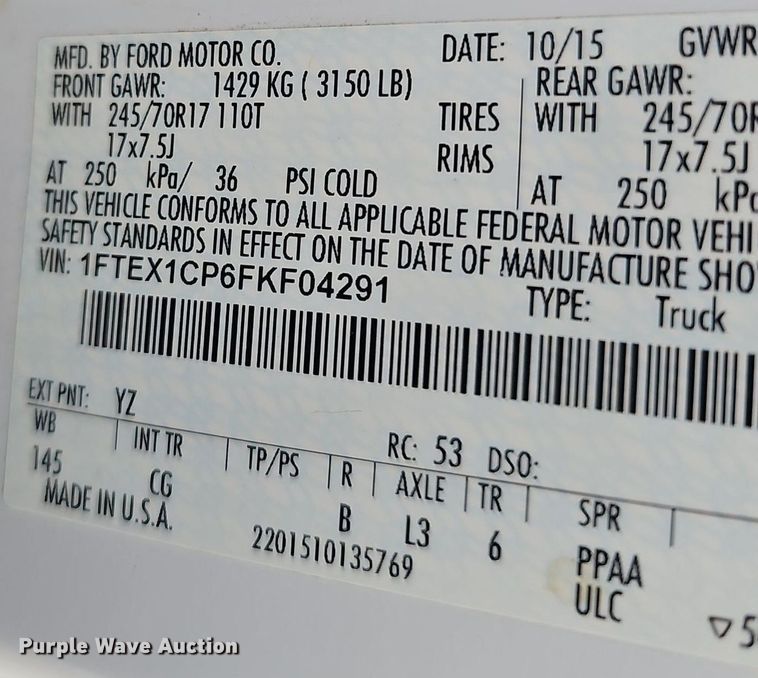 image for item DP6535 2015 Ford F150 XL SuperCab pickup truck