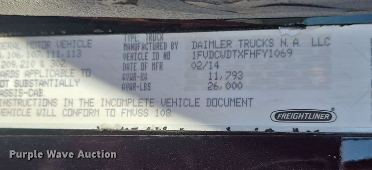 image for item DQ4385 2015 Freightliner  Business Class M2 shuttle bus