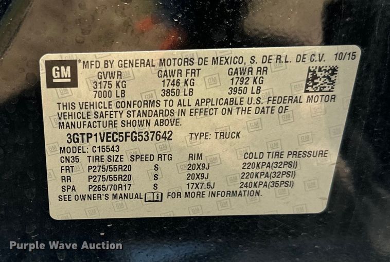 image for item DQ6814 2015 GMC Sierra 1500 Texas Edition Crew Cab pickup truck