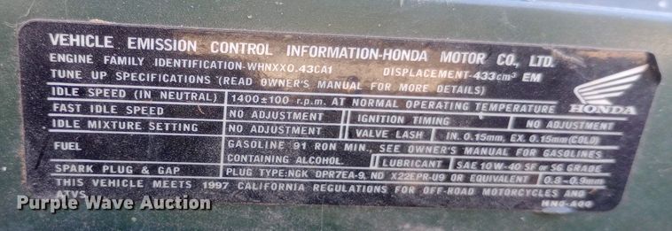 image for item DQ7132 1998 Honda  Foreman ES ATV