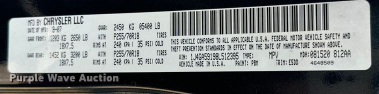 image for item DX0793 2008 Jeep Wrangler Unlimited Sahara SUV