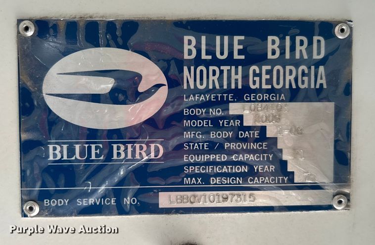 image for item EG0712 2009 Blue Bird Vision school bus