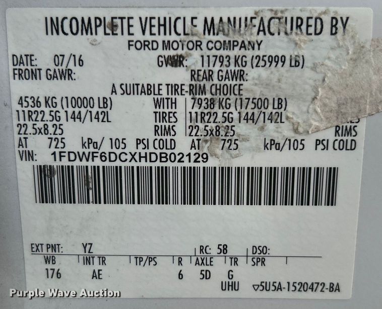 image for item EG0720 2017 Ford F650 Super Duty  delivery truck