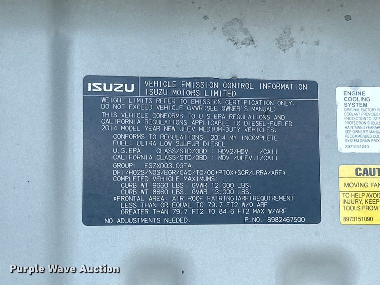 image for item EG0729 2014 Isuzu NPR sprayer truck 