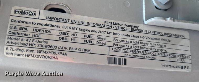 image for item EG0733 2017 Ford F550 Super Duty box truck