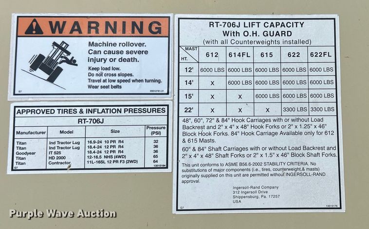image for item EG0740 Ingersoll Rand RT-706J forklift