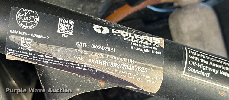 image for item EG1662 2021 Polaris  Ranger 1000 XP utility vehicle