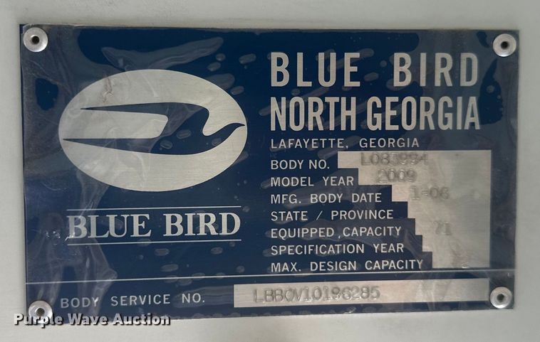 image for item EG1667 2009 Blue Bird  Vision school bus