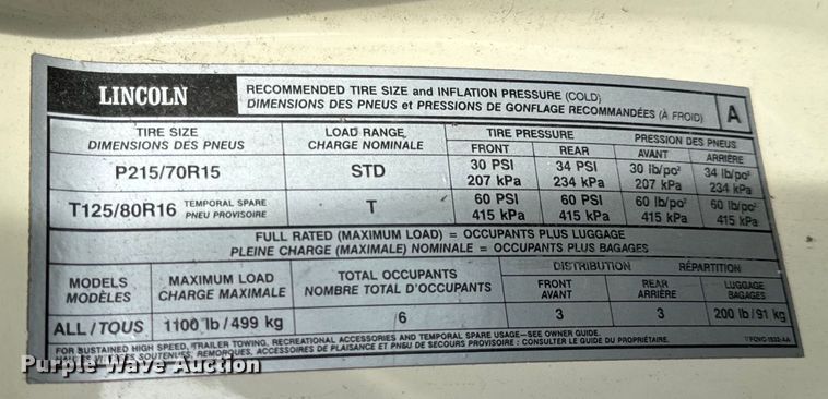 image for item EH6954 1990 Lincoln  Town Car 