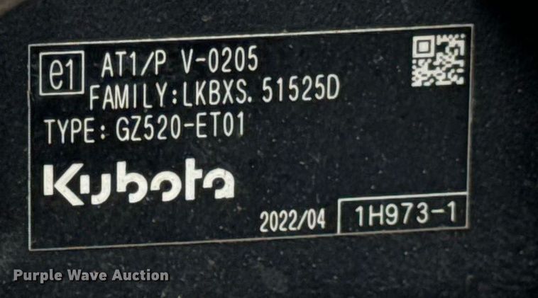 image for item EH6960 2022 Kubota  RTV520 utility vehicle