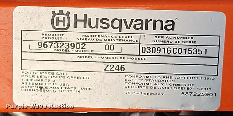 image for item EI3944 Husqvarna  Z246 ZTR lawn mower