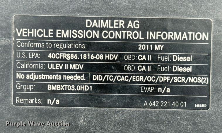 image for item EI4004 2011 Freightliner Sprinter 2500 van