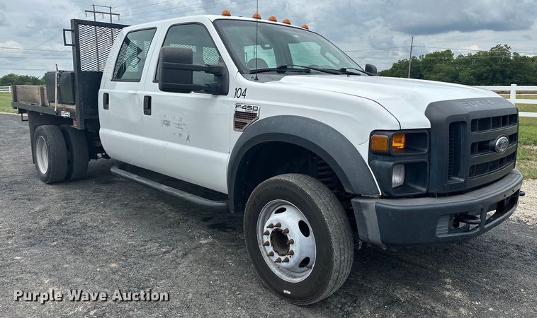 image for item EJ4382 2009 Ford F450 Super Duty Crew Cab flatbed truck