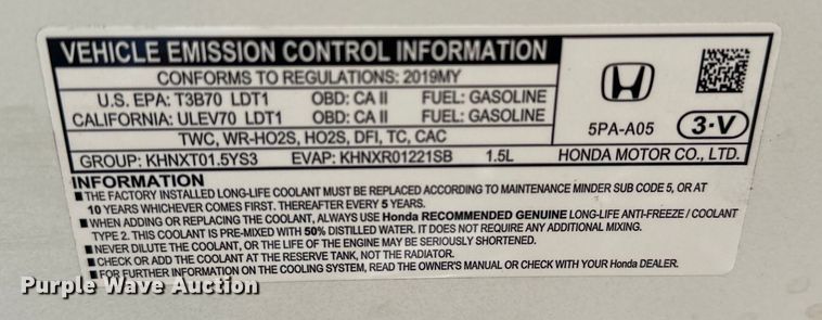 image for item EJ4392 2019 Honda  CR-V SUV