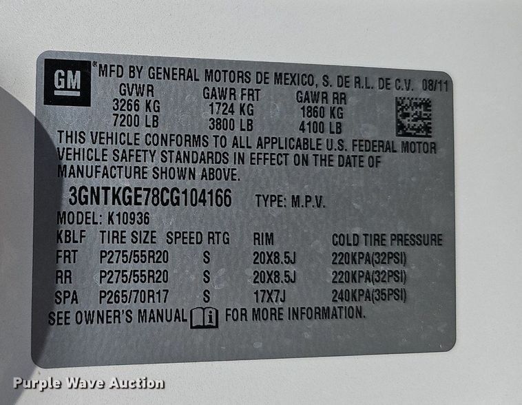 image for item EJ5690 2012 Chevrolet  Avalanche  Crew Cab pickup truck