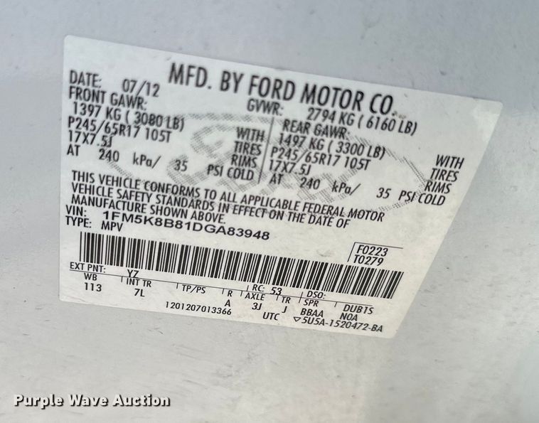 image for item EJ6941 2013 Ford Explorer  SUV