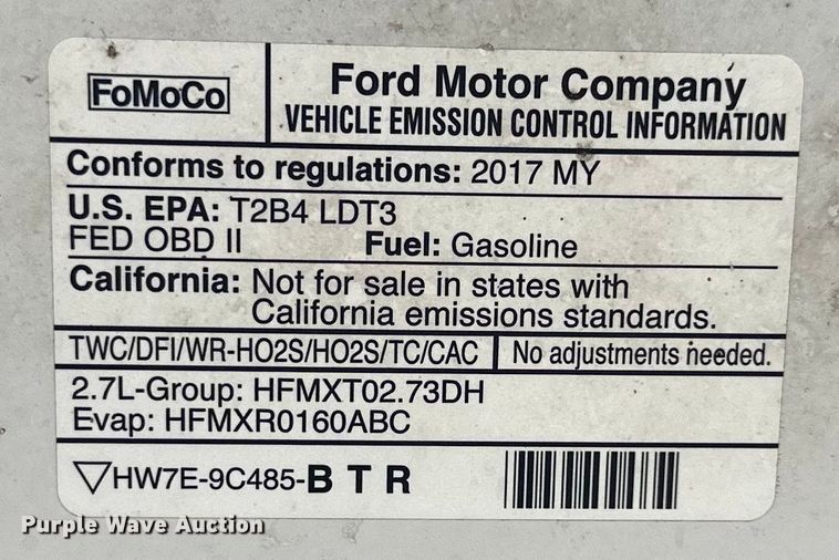 image for item EJ6989 2017 Ford F150 XL SuperCab pickup truck