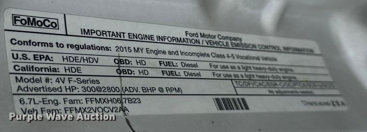 image for item EJ6990 2015 Ford F550 Super Duty truck cab and chassis