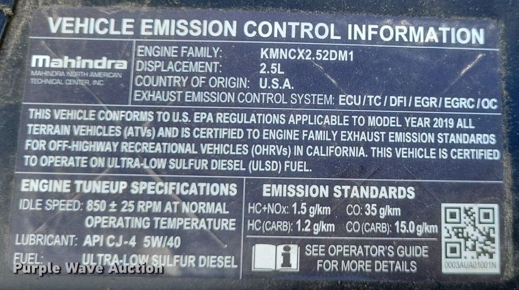 image for item EJ8007 2019 Mahindra  Roxor utility vehicle