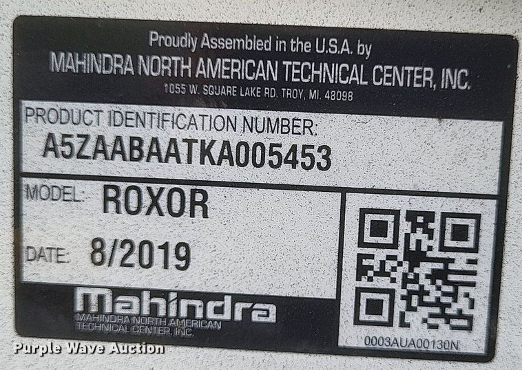 image for item EJ8007 2019 Mahindra  Roxor utility vehicle