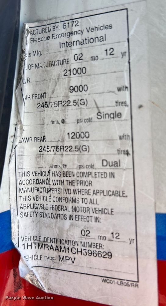 image for item EK4821 2012 International  Dura Star 4400 ambulance