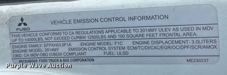 image for item EK4836 2015 Mitsubishi  Fuso FE130 box truck