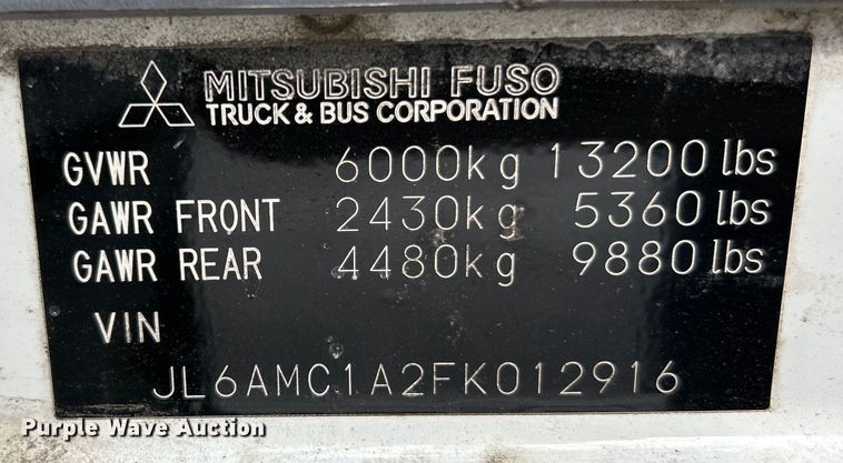 image for item EK4836 2015 Mitsubishi  Fuso FE130 box truck