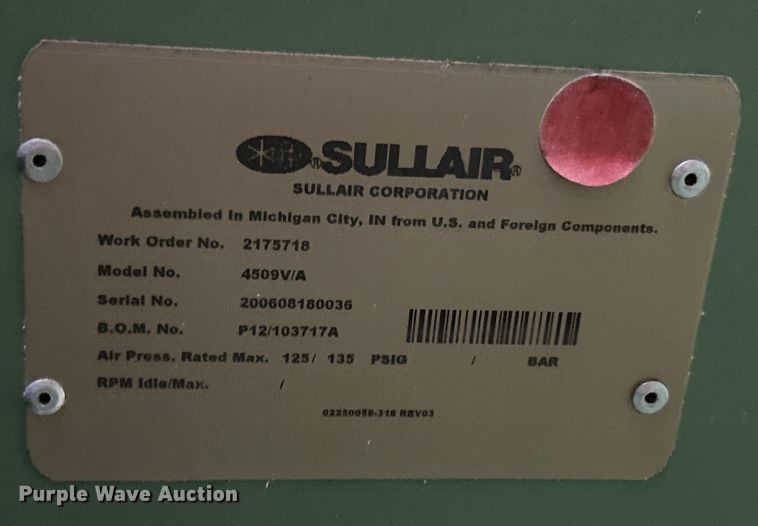 image for item EK4871 Sullair 4500  air compressor