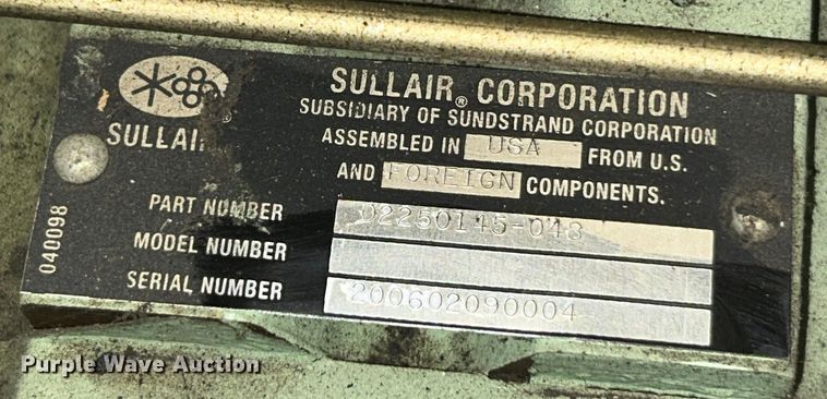 image for item EK4872 Sullair V-120 air compressor