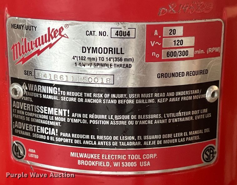 image for item EK8732 Milwaukee  Dymodrill core drill